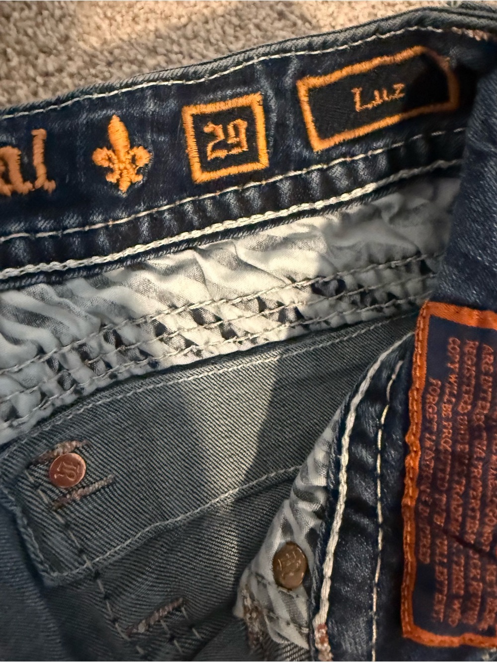 Rock Revival Dark Blue Bootcut Jeans with Contrast Stitching - Picture 3 of 3